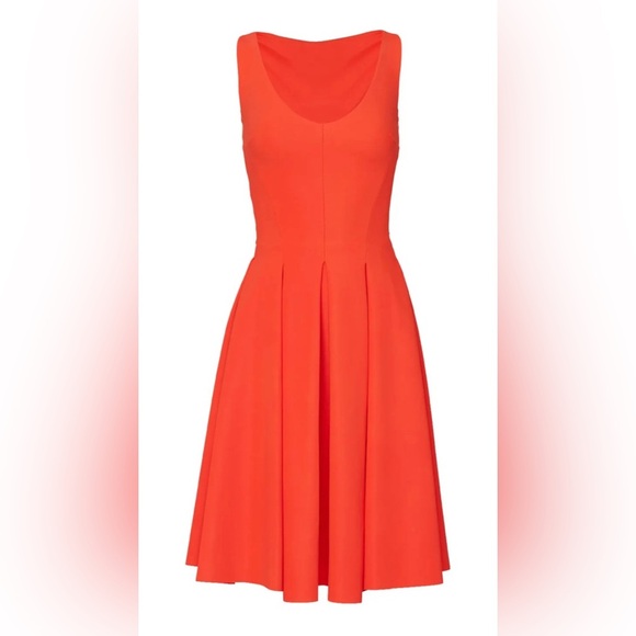 Chiara Boni- Deep Orange Fit-and-Flare Dress. Size US 6 - Picture 1 of 14